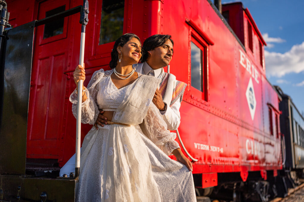 Rustic farm wedding and train ride at Five Birds Farm, Ringoes, NJ