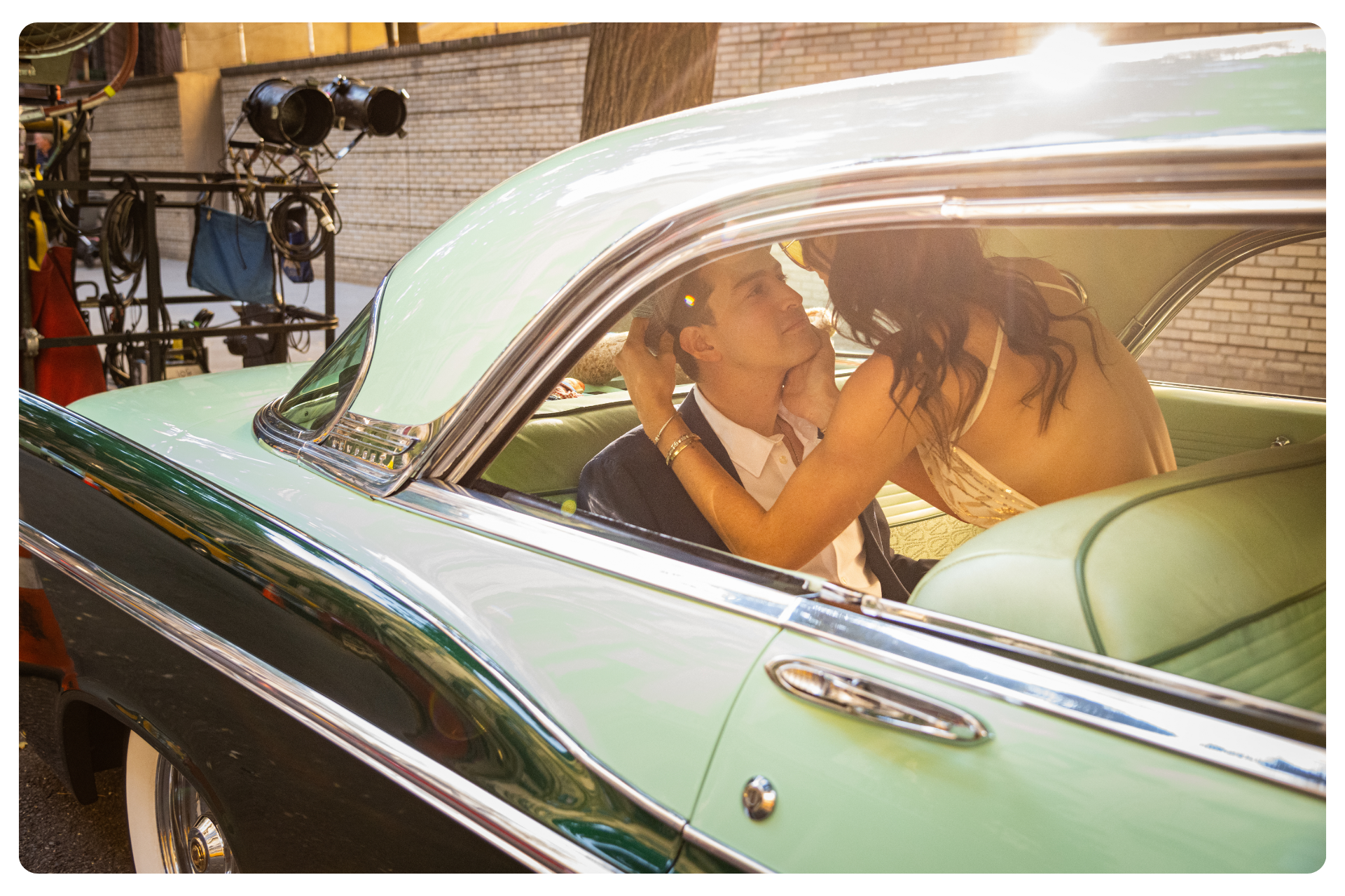 couple in a retro car